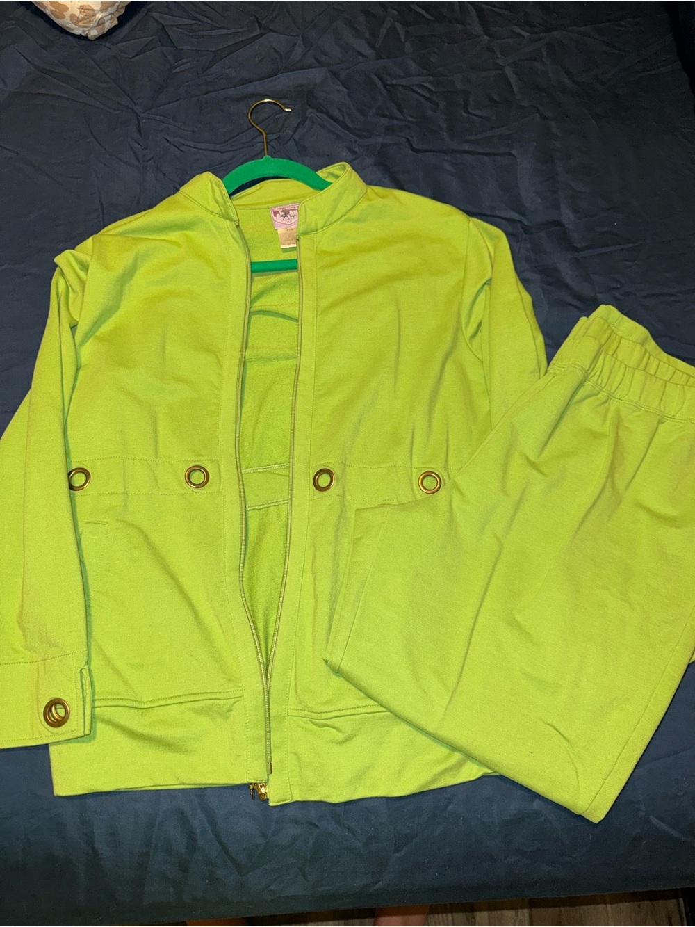 Lime Green Zip Jacket and Pants Set